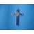 Krzyż metalowy z medalem Św.Benedykta 12 cm.Niebieski SR